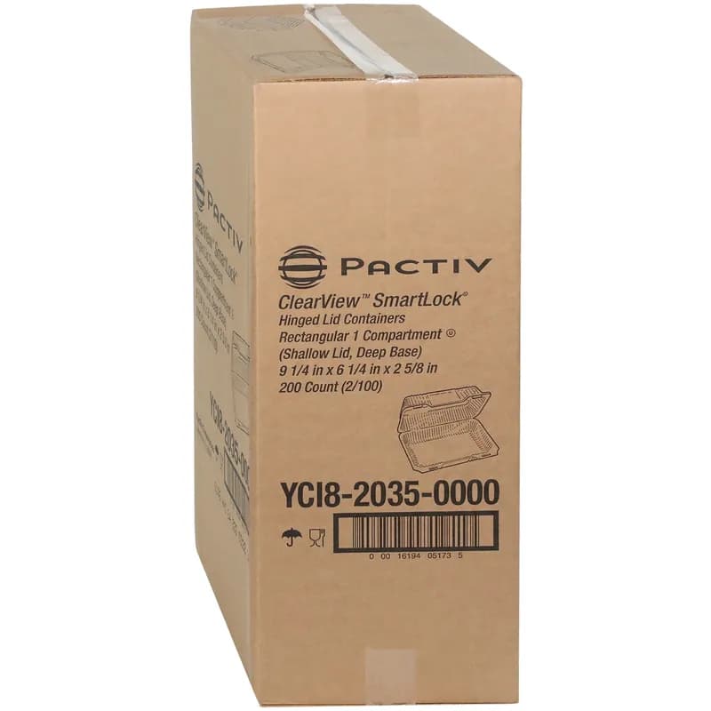 Take-Out Container Hinged With Dome Lid 9.25X6.25X2.625 IN OPS Clear Rectangle 200/Case