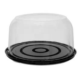 RoseDome Cake Container & Lid Combo With Dome Lid 10.25X5.25 IN PET Clear Black Round 100/Case