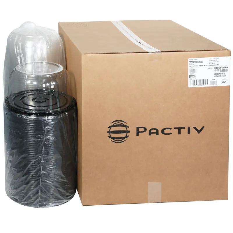 RoseDome Cake Container & Lid Combo With Dome Lid 10.25X5.25 IN PET Clear Black Round 100/Case