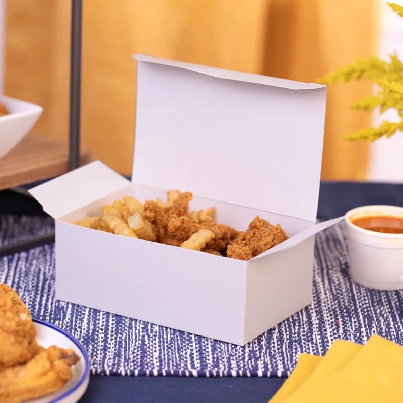 Take-Out Box Tuck-Top 7X4.5X2.75 IN SBS Paperboard White Rectangle 500/Case