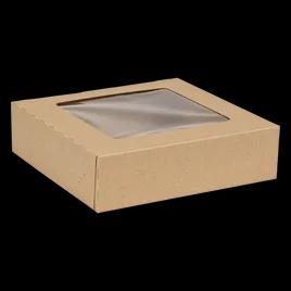 Pie Box 9X9X2.5 IN Kraft Paperboard OPP Kraft Square With Window 100/Case