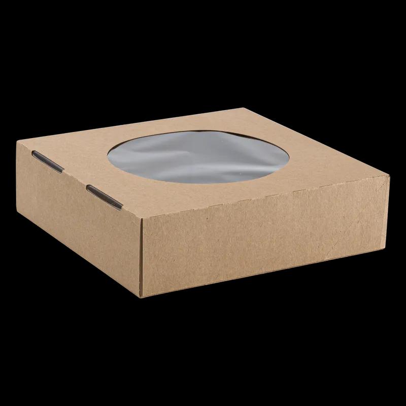 Pie Box 9X9X2.5 IN Kraft Paperboard OPP Kraft Square With Window 100/Case