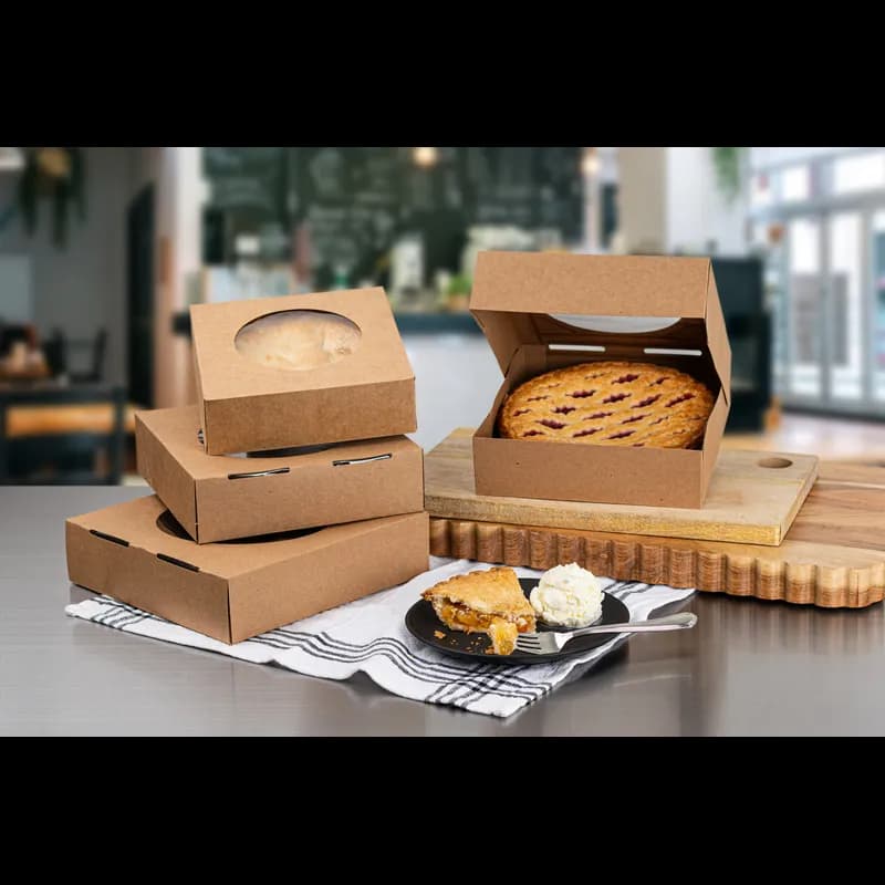 Pie Box 9X9X2.5 IN Kraft With Window 100/Case