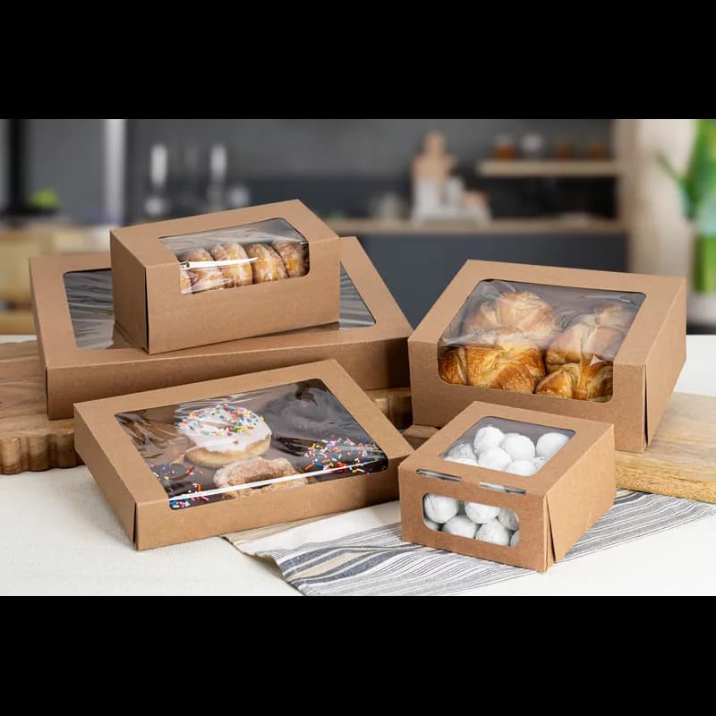 Donut Box 12 CT 10X8X4 IN Kraft Waterfall With Window 100/Case
