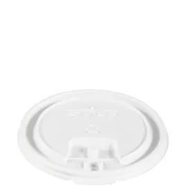 Solo® Lid Flat 3.653X0.33 IN PS White For 12-16-24 OZ Cup Lock Tab Sip Through Lift Back 100 Count/Pack 10 Packs/Case
