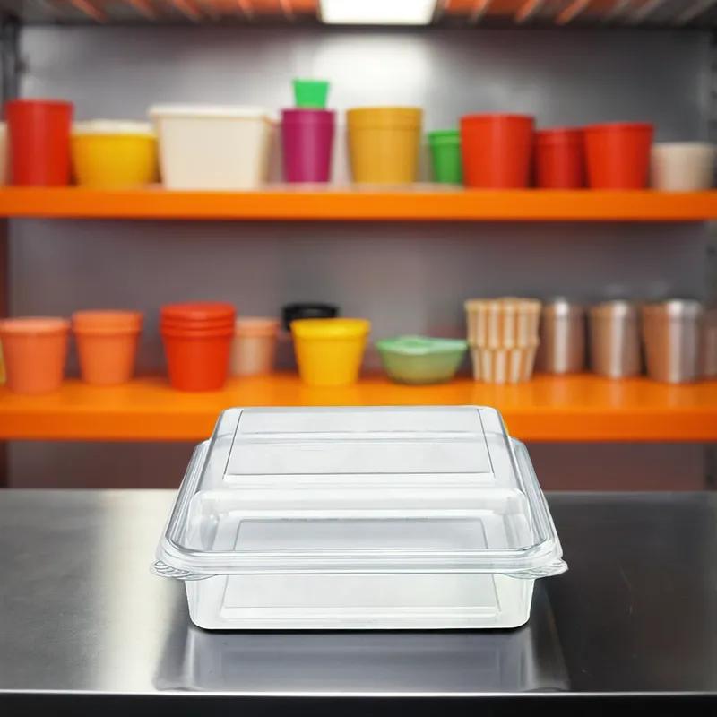 Take-Out Container Hinged 7.8X7.6X2.67 IN Plastic Smooth Wall 200/Case