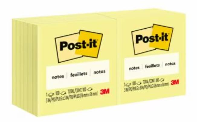 Post-it® Self-Stick Note Pad 3X3 IN Yellow 12 Count/Pack