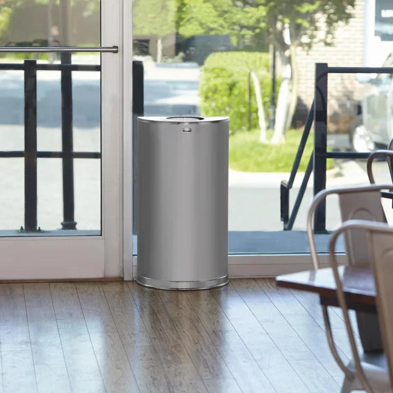 Landfill 1-Stream Can & Lid 9X18.00X32.00 IN 12 GAL Stainless Steel With Open Lid Open Top Non-Perforated 1/Each