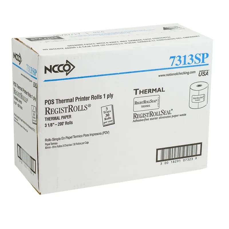 RegistRoll Register Tape Roll 3.125IN X200FT Thermal Paper 1PLY White 30/Case