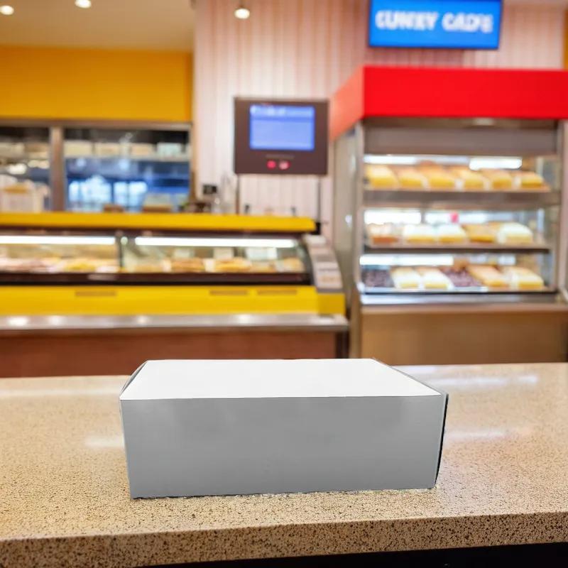 Easy Lock Cake Box 18X14X5 IN SUS Paperboard CRB White Rectangle Lock Corner 1-Piece 50/Bundle