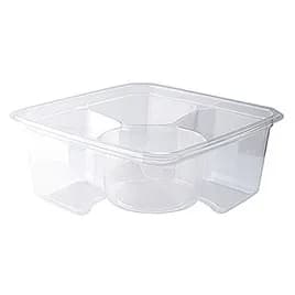 Greenware® Deli Container Base 24 OZ 3 Compartment PLA Clear Square 300/Case