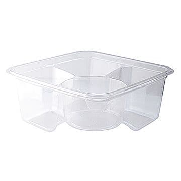 Greenware® Deli Container Base 24 OZ 3 Compartment PLA Clear Square 300/Case