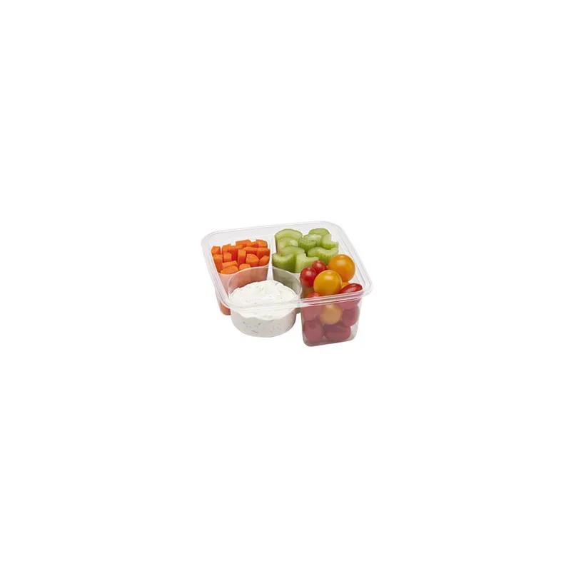 Greenware® Deli Container Base 24 OZ 3 Compartment PLA Clear Square 300/Case