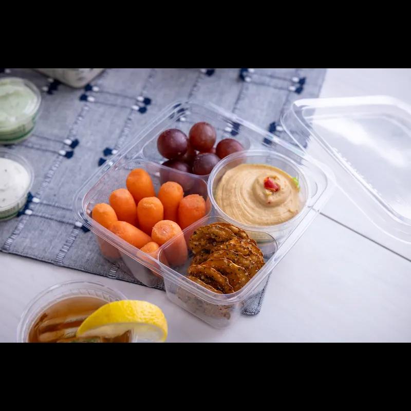 Greenware® Deli Container Base 24 OZ 3 Compartment PLA Clear Square 300/Case