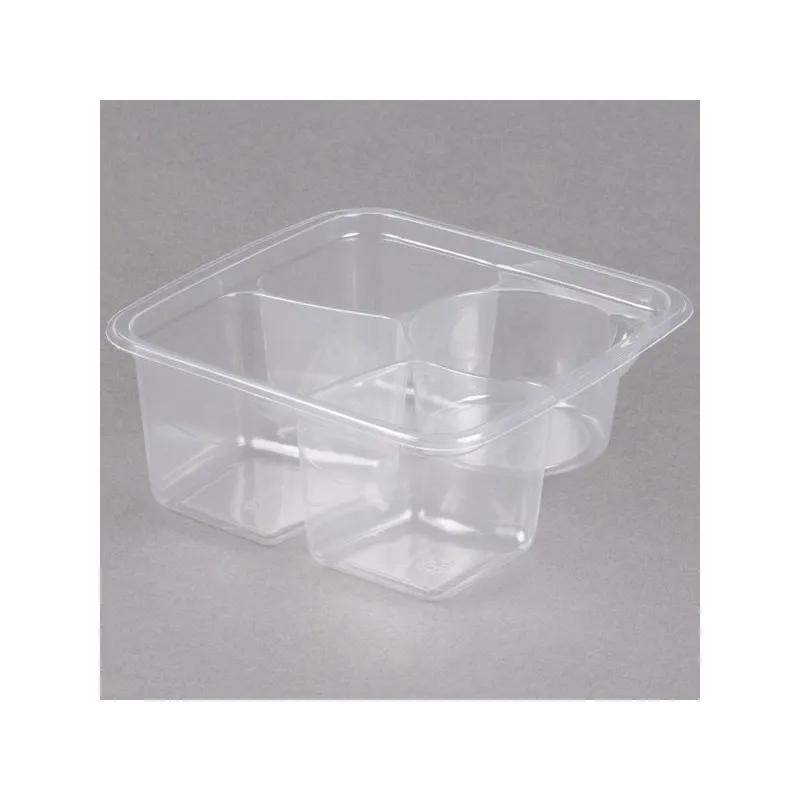 Greenware® Deli Container Base 24 OZ 3 Compartment PLA Clear Square 300/Case