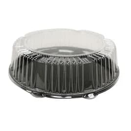 WNA CheckMate Serving Tray Base & Lid Combo With Dome Lid 12 IN PS Black Clear Round 25/Case