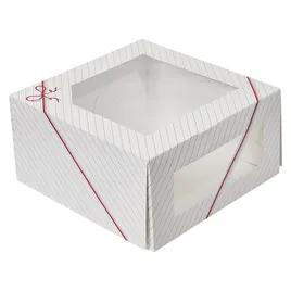 String Ensemble Cake Box 10X10X5 IN Paper White Square String With Window 100/Case