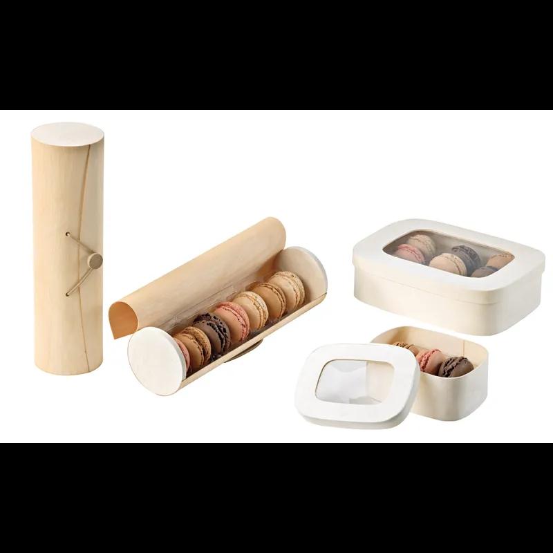 Macaron Box With Flat Lid 7 CT 2.25X8.9 IN Wood Grease Resistant 50 Count/Case