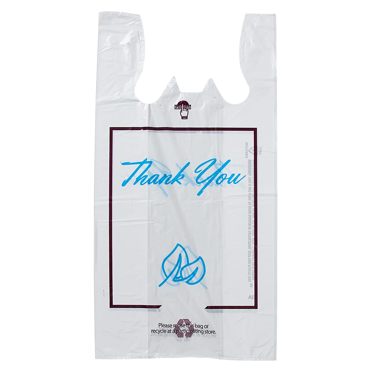 Shopper Bag 12X7X23 IN LDPE 0.9MIL Thank You 500/Case