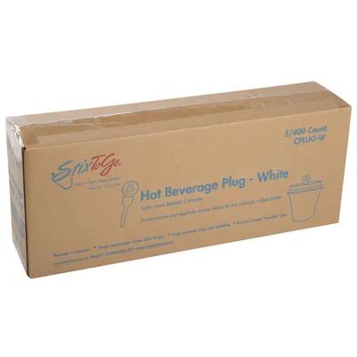 Beverage Plug Plastic White 400 Count/Pack 5 Packs/Case 2000 Count/Case