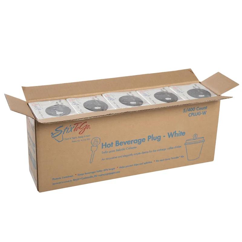 Beverage Plug Plastic White 400 Count/Pack 5 Packs/Case 2000 Count/Case