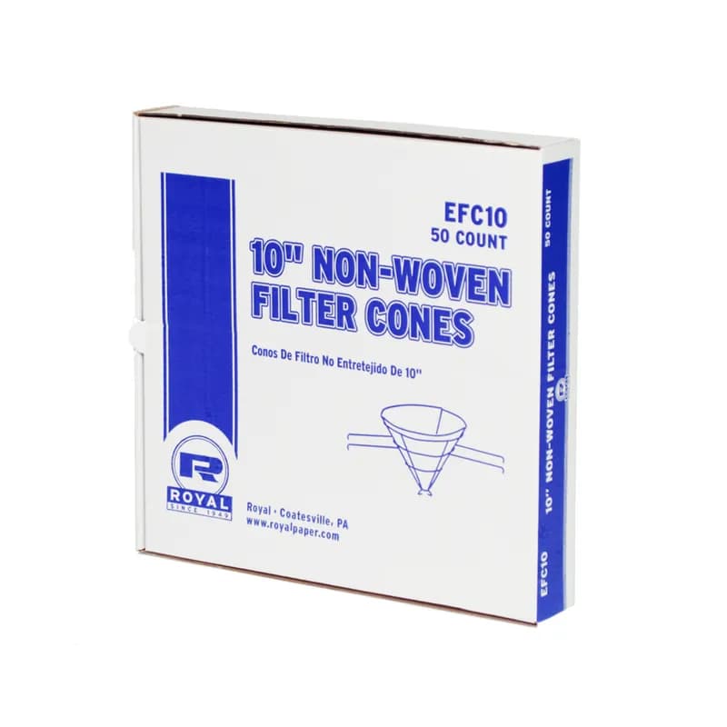 Fryer Filter Cone 10 IN Non-Woven Paper 50 Count/Pack 10 Packs/Case 500 Count/Case