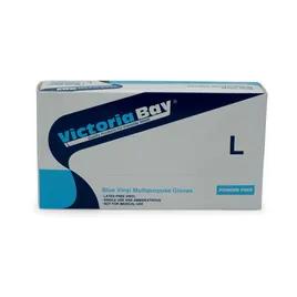 Victoria Bay Gloves Large (LG) Blue Vinyl Disposable Powder-Free 100 Count/Pack 10 Packs/Case 1000 Count/Case