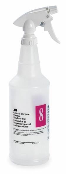 3M General Purpose 8L Cleaner Spray Bottle & Trigger Sprayer 32 FLOZ PE Clear White 1/Each