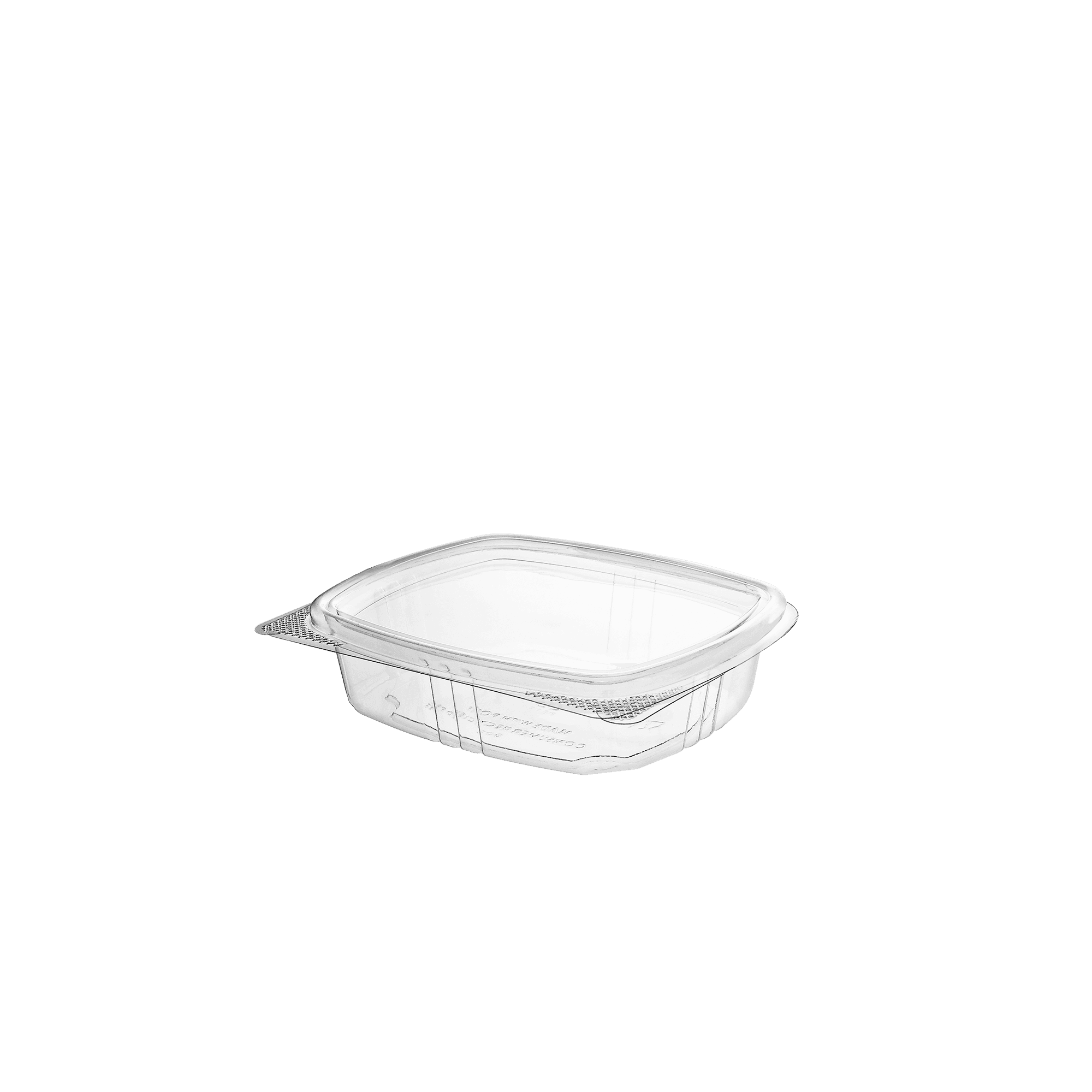 Deli Container Hinged With Flat Lid 8 OZ RPET Clear Rectangle 100 Count/Box 2 Box/Case