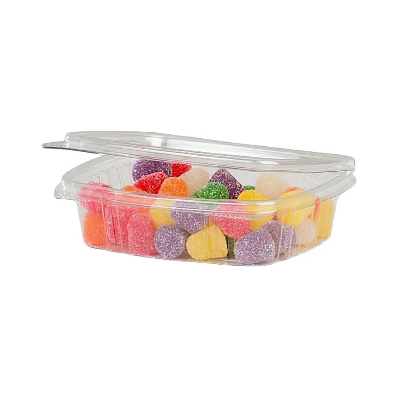 Deli Container Hinged With Flat Lid 8 OZ RPET Clear Rectangle 100 Count/Box 2 Box/Case