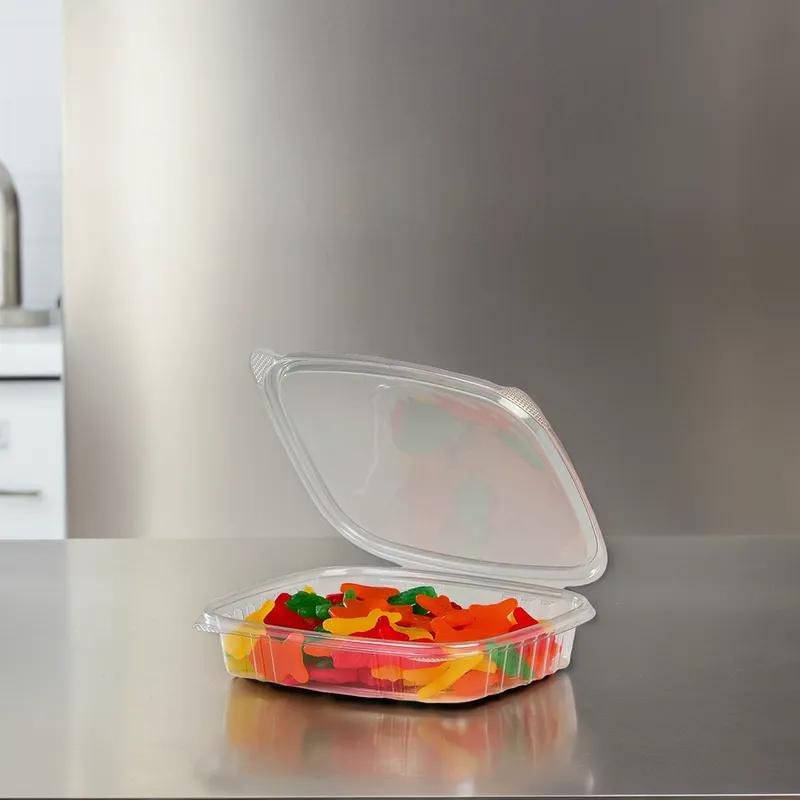 Deli Container Hinged 16 OZ RPET Clear Shallow 200/Case