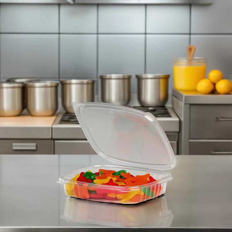 Deli Container Hinged 16 OZ RPET Clear Shallow 200/Case