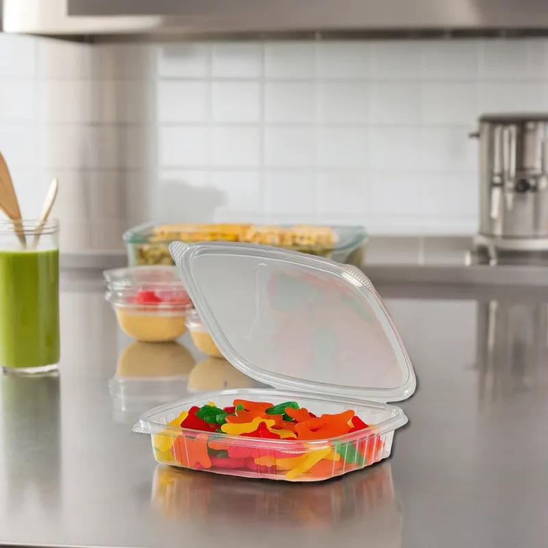 Deli Container Hinged 16 OZ RPET Clear Shallow 200/Case