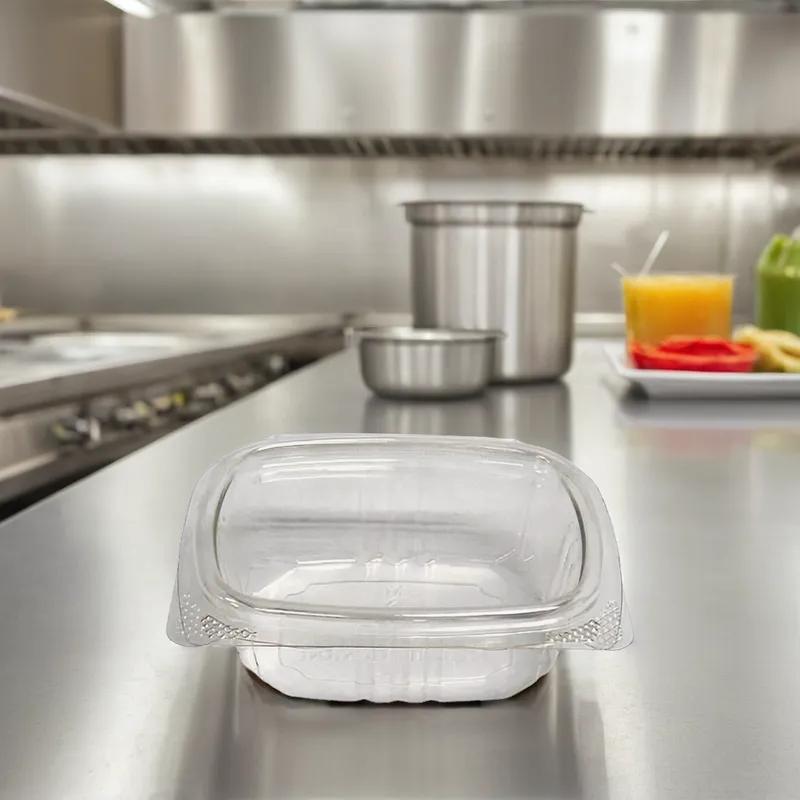 Deli Container Hinged 4 OZ RPET Clear 400/Case
