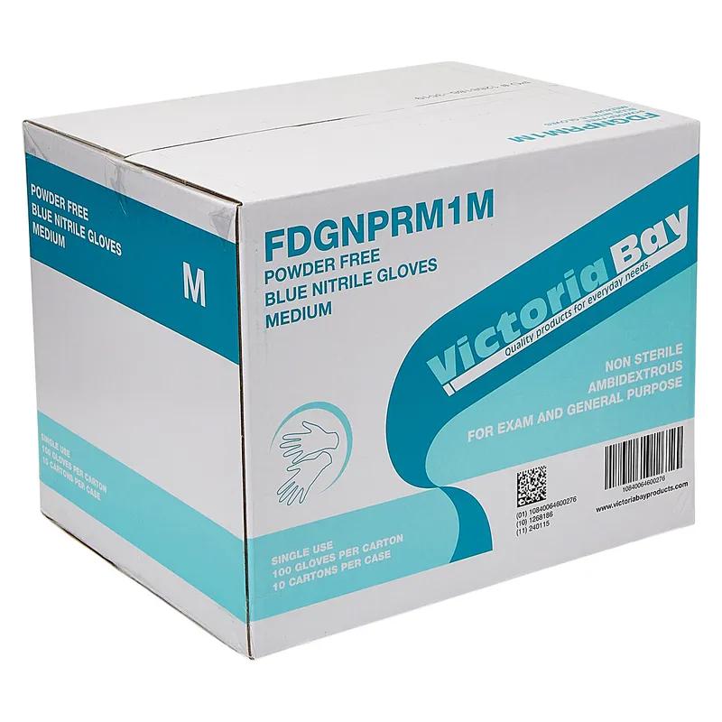 Victoria Bay Examination Gloves Medium (MED) Blue 3MIL Nitrile Disposable Powder-Free 1000/Case