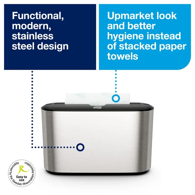 Tork Xpress H23 Paper Towel Dispenser 4.56X12.68X7.92 IN Metal Plastic Countertop Silver Multifold 1/Each