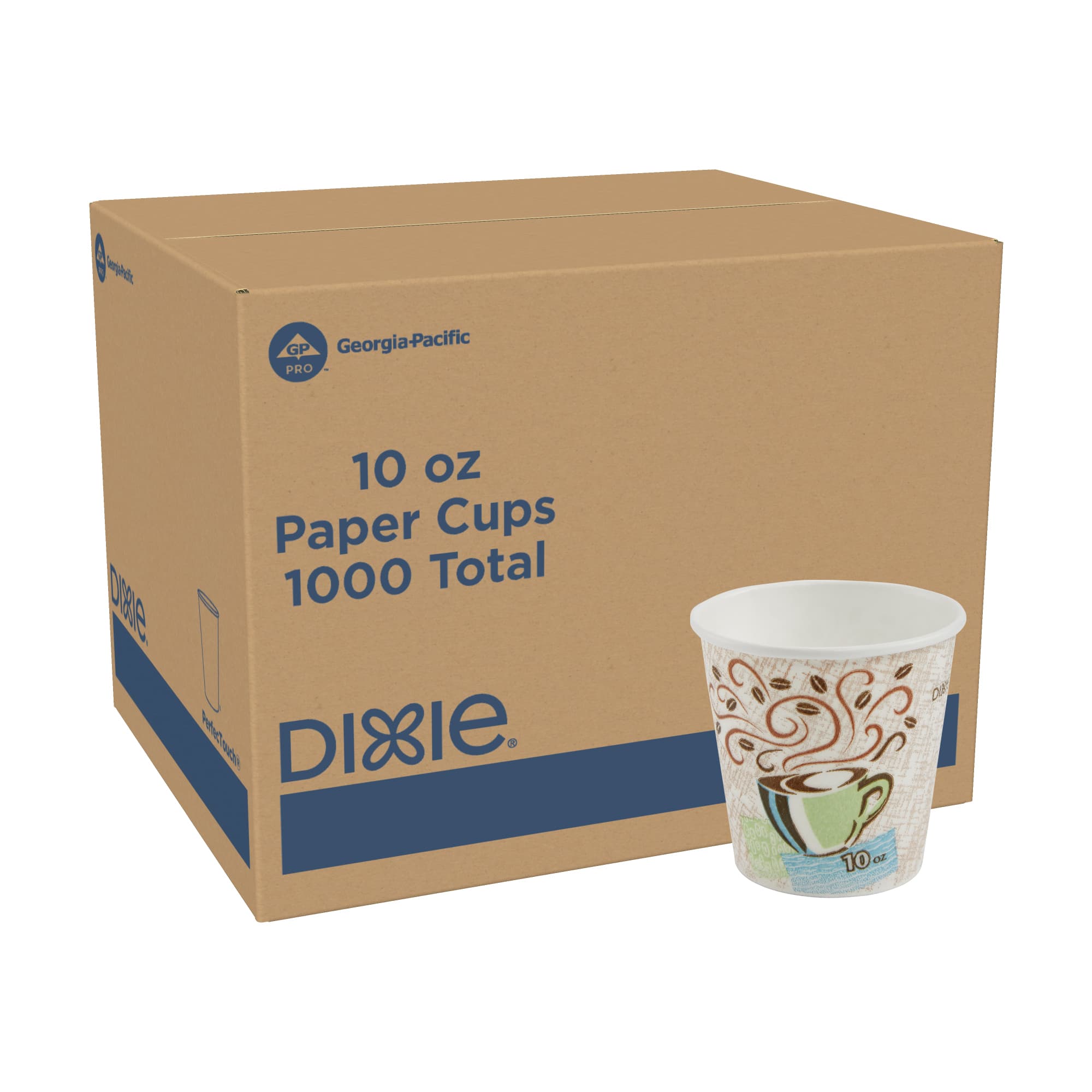 Dixie® Perfect Touch Hot Cup Insulated 10 OZ Double Wall Poly-Coated Paper Multicolor Coffee Haze 1000/Case
