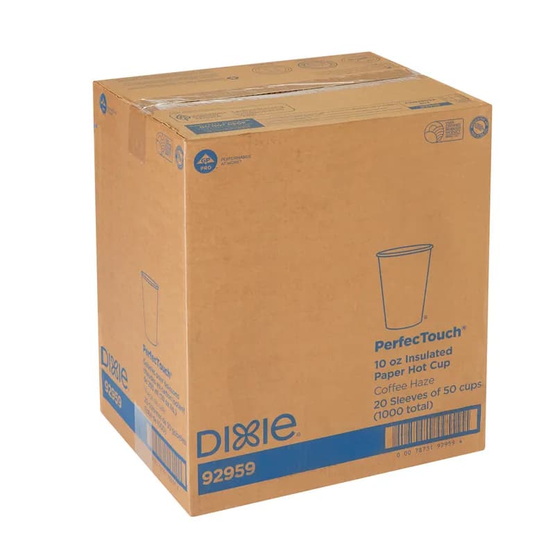 Dixie® Perfect Touch Hot Cup Insulated 10 OZ Double Wall Poly-Coated Paper Multicolor Coffee Haze 1000/Case