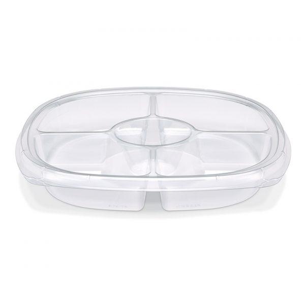 Fresh 'n Clear® Take-Out Container Base 12.5X2.03 IN 5 Compartment PET Clear Round 50/Case