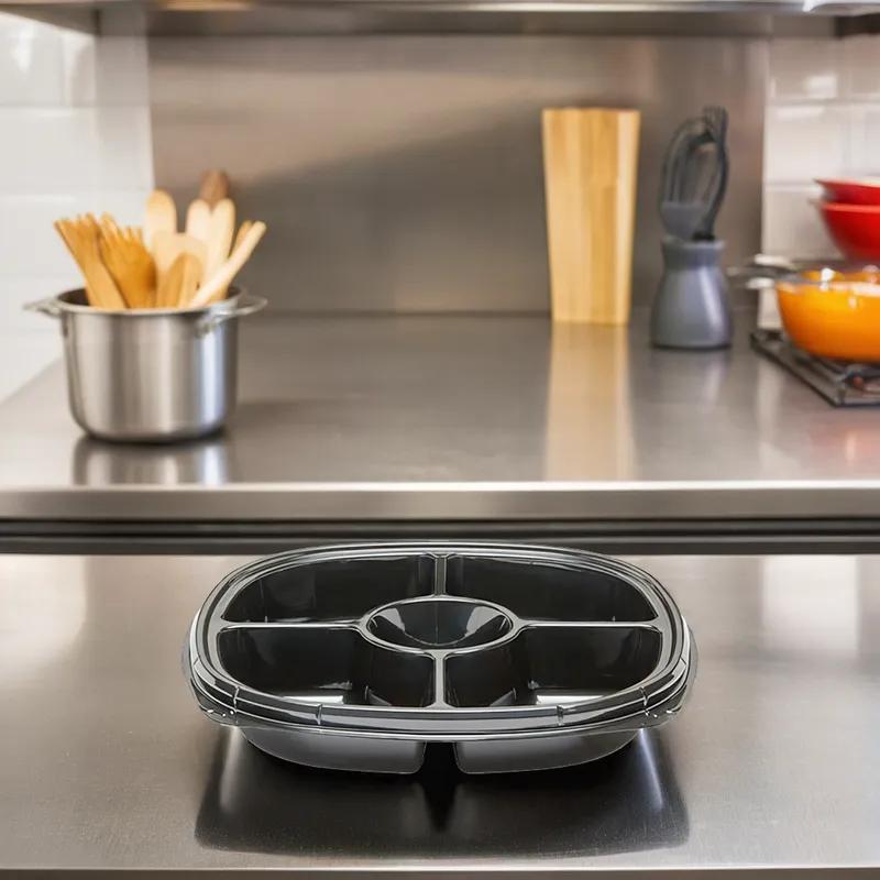 Fresh 'n Clear® Take-Out Container Base 12.5X2.03 IN 5 Compartment PET Clear Round 50/Case