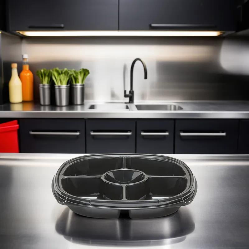 Fresh 'n Clear® Take-Out Container Base 12.5X2.03 IN 5 Compartment PET Clear Round 50/Case