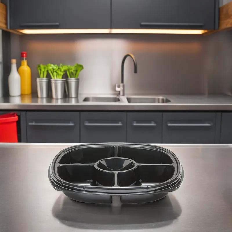 Fresh 'n Clear® Take-Out Container Base 12.5X2.03 IN 5 Compartment PET Clear Round 50/Case