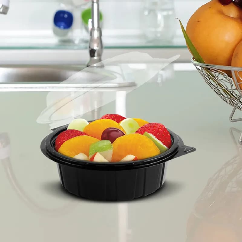 Gourmet Classics® Cold Take-Out Container Hinged 6X6 IN RPET Black Clear Shallow Freezer Safe 200/Case