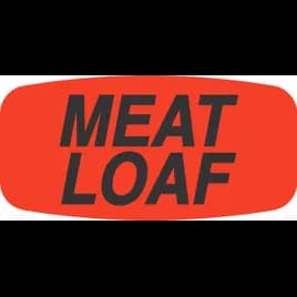 Meat Loaf Label Black Fluorescent Red Short Oval Dayglo 1000 Count/Roll 50 Rolls/Case 50000 Count/Case