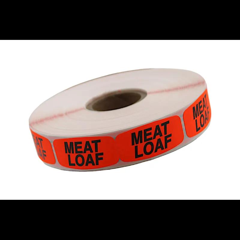 Meat Loaf Label Black Fluorescent Red Short Oval Dayglo 1000 Count/Roll 50 Rolls/Case 50000 Count/Case