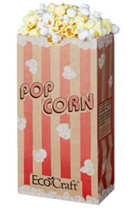Bagcraft® EcoCraft® Popcorn Bag 8.25X4.25X2.5 IN 46 OZ Paper Poly Blend Red Stripe 1000/Case