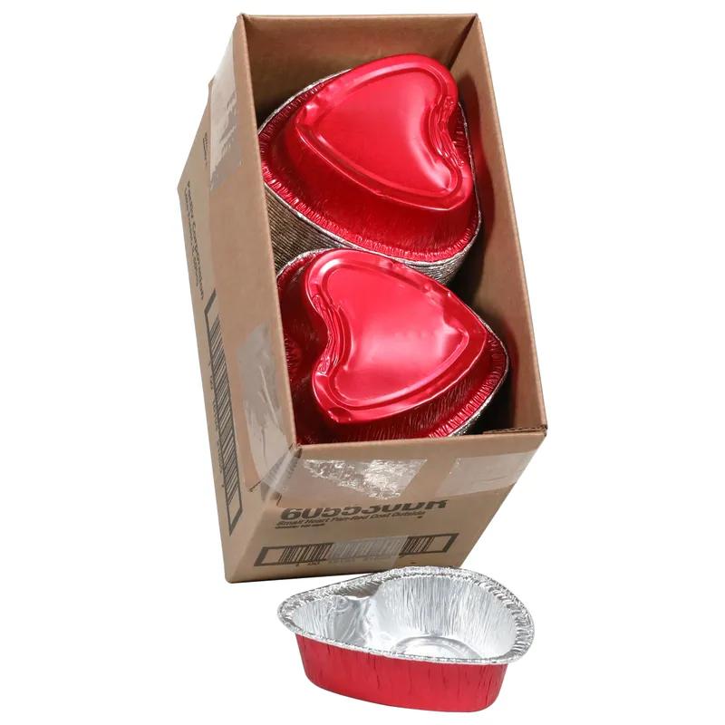 Cake Pan 12 OZ 5.6X5.6X1.5 IN Aluminum Red Silver Heart 100/Case