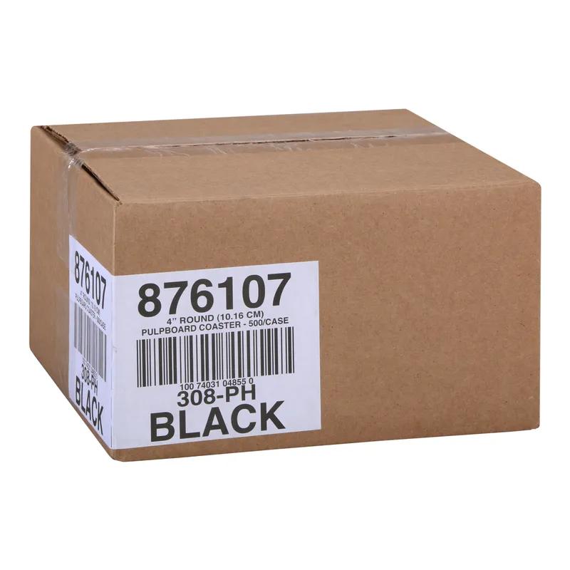 Drink Coaster 4 IN Black Round 2-Sided 500/Case