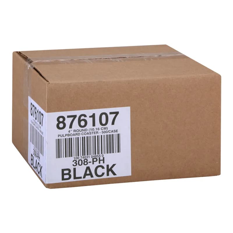 Drink Coaster 4 IN Black Round 2-Sided 500/Case
