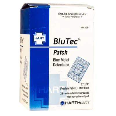 Adhesive Bandage 2X3 IN Blue Rectangle Cloth Metal 25/Box